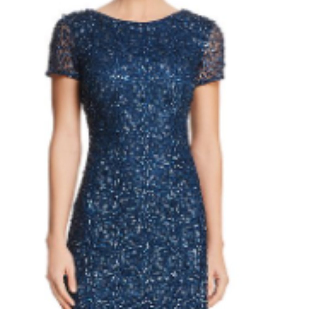 Adrianna Papell Sequined Scoop-Back Gown
